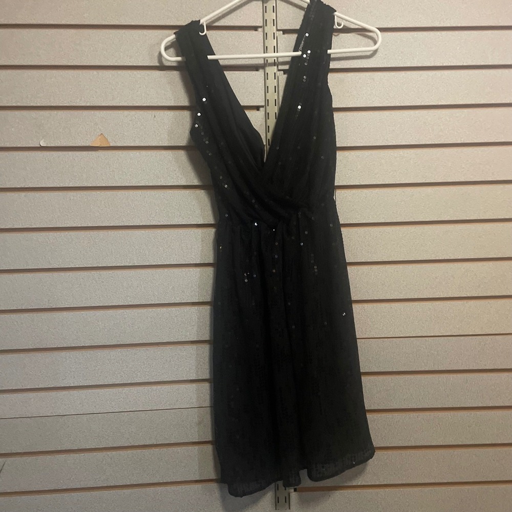 Express Womens Black Sequin V-Neck Sleeveless Cocktail Party Dress Size XS
